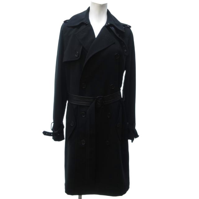 【中古】ポロ ラルフローレン POLO RALPH LAUREN 美品 トレンチコート 一枚袖 ロング ベルテッド 黒 ブラック 0 約S