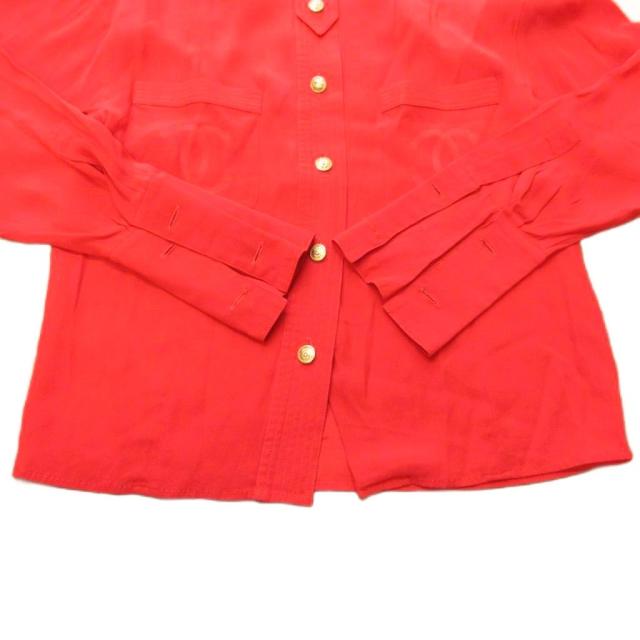 中古】シャネル CHANEL ココマーク カフスシャツ ブラウス 長袖 金