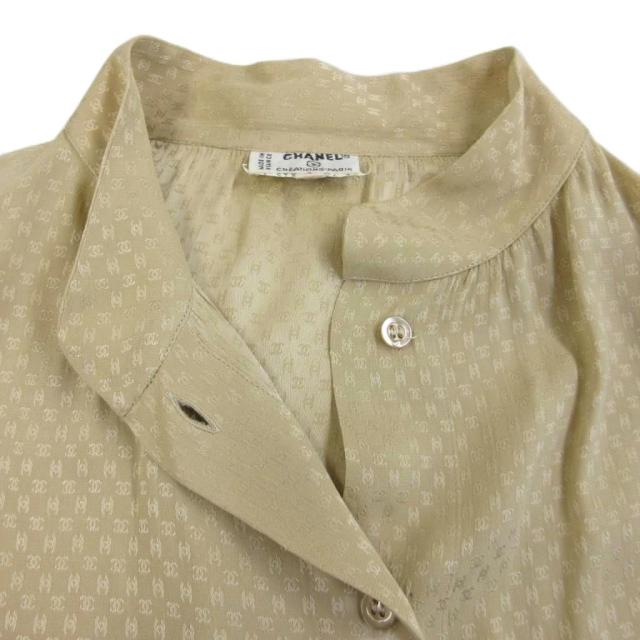 中古】シャネル ヴィンテージ ココマークジャカード シルクシャツ