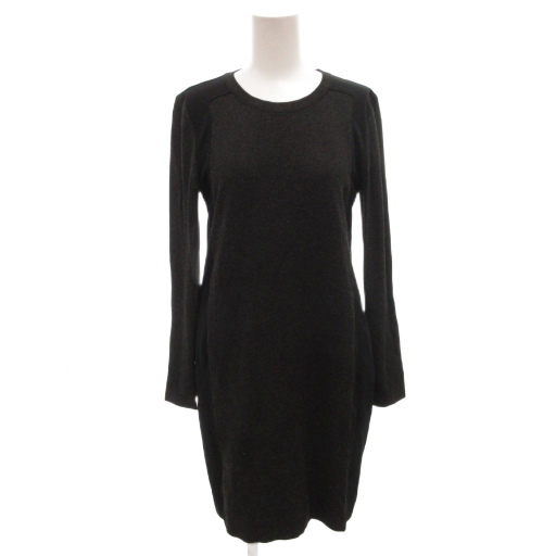 【中古】フォクシー FOXEY シャドーボディーワンピース ドレス ひざ丈 38 グレー 32838 /FF レディース