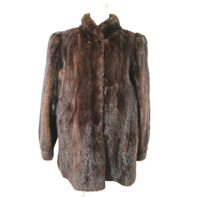 【中古】サガミンク SAGA MINK 美品 金サガ ミンクファー 毛皮 ハーフ コート ジャケット 茶 ブラウン