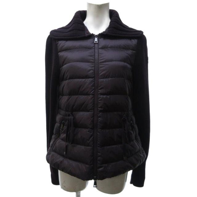 【中古】モンクレール MONCLER 美品 17AW MAGLION TRICOT CARDIGAN ニット切り替え ダウンジャケット ブルゾン 茶 S