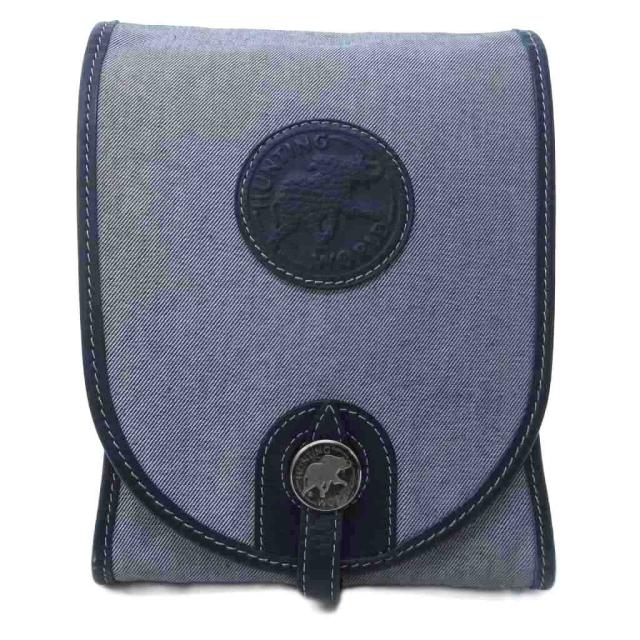 【中古】ハンティングワールド HUNTING WORLD キャンバス ショルダーバッグ サコッシュ 斜め掛け 紺 ネイビー