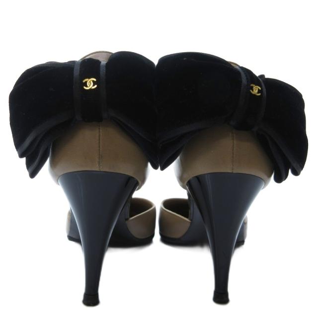 中古】シャネル CHANEL バイカラー ココマーク バックリボン パンプス