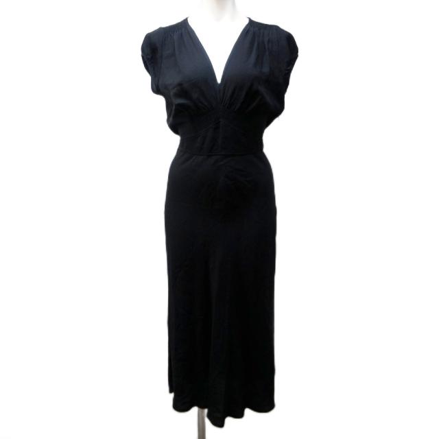 【中古】マックスマーラ MAX MARA 白タグ シルク ドレス ワンピース ギャザー リボン ベルト 半袖 ロング 40 IBO81