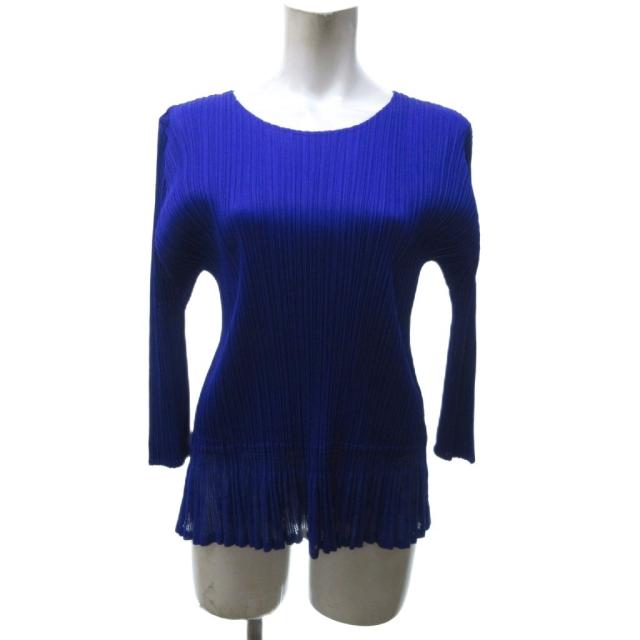 【中古】プリーツプリーズ PLEATS PLEASE イッセイミヤケ プリーツ カットソー Tシャツ 長袖 ボートネック 紫