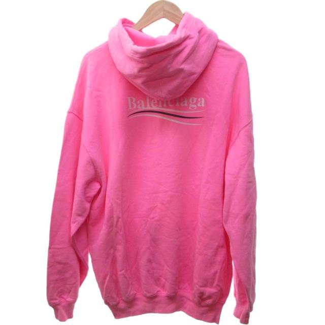【中古】バレンシアガ BALENCIAGA キャンペーンロゴ プルオーバー パーカー フーディー 長袖 ピンク XS ■GY09