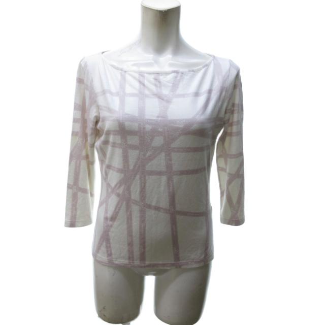 【中古】エルメス HERMES マルジェラ期 ボルデュックリボン カットソー Tシャツ 長袖 ボートネック 総柄 バイカラー