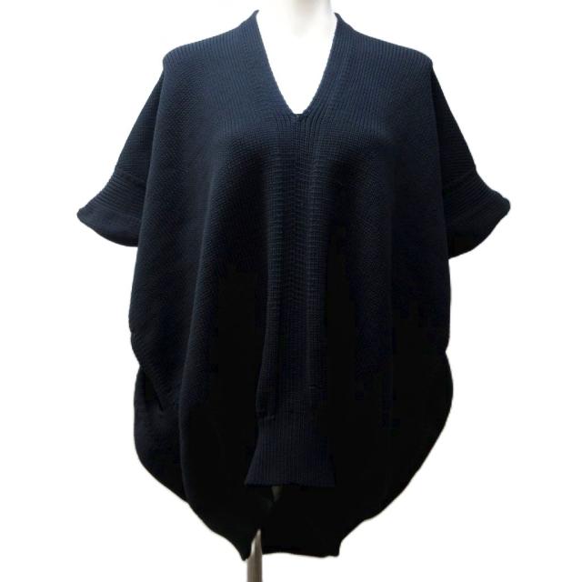 【中古】コムデギャルソン AD2024 25SS ポリエステル Vネック ニットベスト 変形デザイン プルオーバー ロング XS 黒