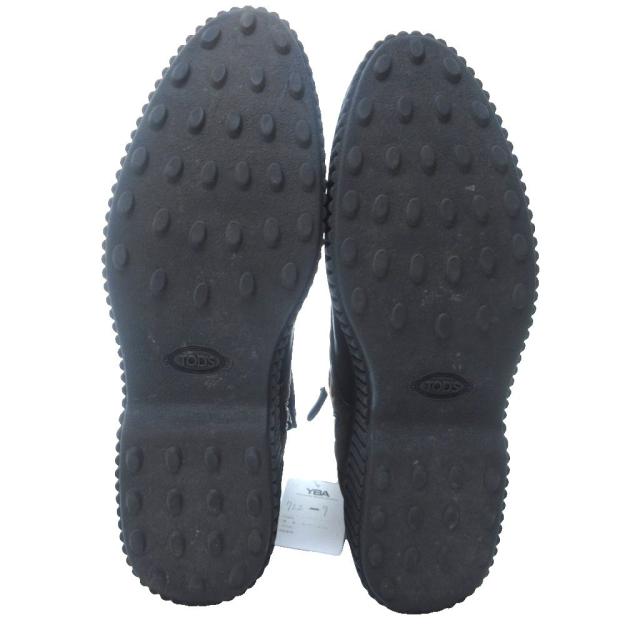 【中古】トッズ TOD'S スエード切替 ブーツ キルティング レザー レースアップ 茶 黒 37 約24cm IBO59_6