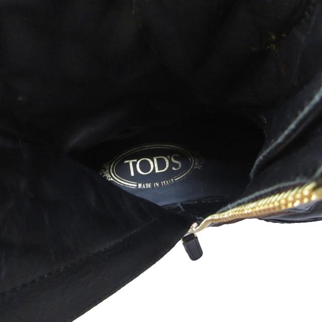 【中古】トッズ TOD'S スエード切替 ブーツ キルティング レザー レースアップ 茶 黒 37 約24cm IBO59_7