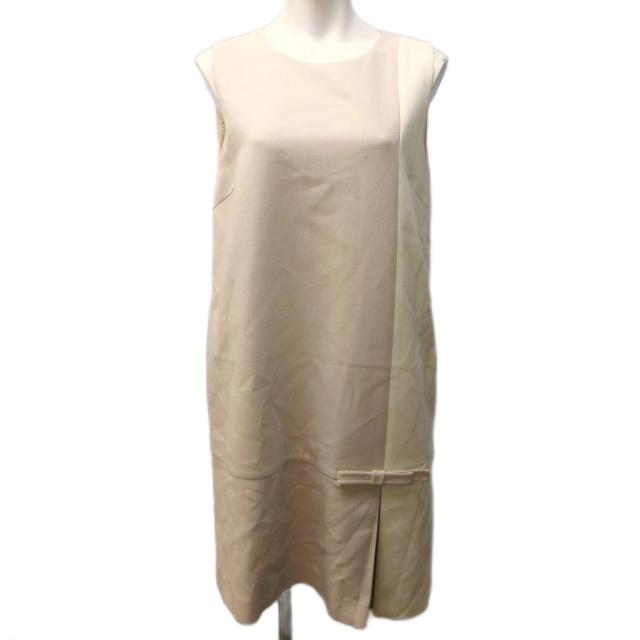 【中古】デイジーリンフォクシー DAISY LIN For FOXEY ワンピース ウール バイカラー リボン ノースリーブ 40 IBO81