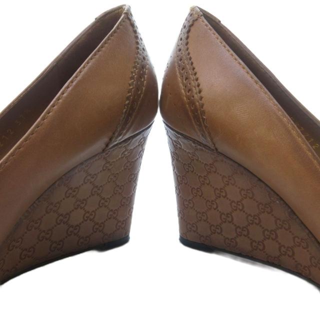 【中古】グッチ GUCCI シマ ウェッジヒール パンプス GG柄 ラウンドトゥ 茶 ブラウン 約24.5cm IBO83 1112 レディース 中古】グッチ GUCCI シマ ウェッジヒール パンプス GG柄 ラウンドトゥ