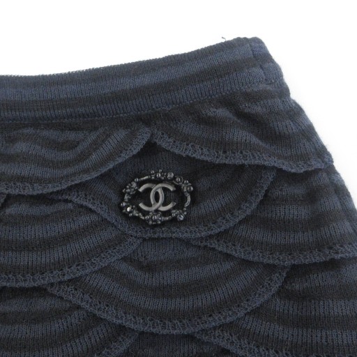 中古】シャネル CHANEL 11A ココマーク ニットスカート 総柄 フリル