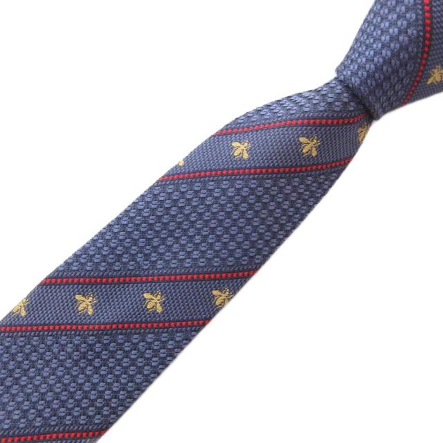 中古】グッチ GUCCI 美品 ネクタイ レギュラータイ 蜂 ビー ストライプ