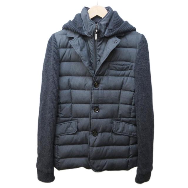 【中古】ムーレー MOORER OREGON-JE ダウンジャケット 袖切替 リブニット フード 46 約S 灰