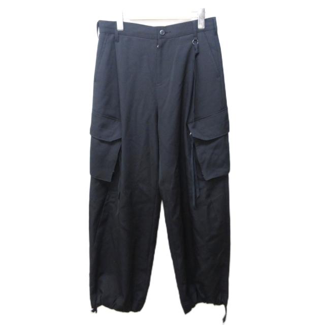 【中古】未使用品 タム Tamme タグ付き 25AW コンバットスラックス パンツ ワイド ウール 黒 ブラック 1 約S 25A0260