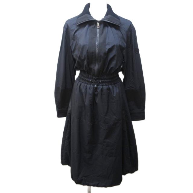 【中古】モンクレール MONCLER 21年 ABITO アビト ワンピース ナイロン 切替 リブニット ロゴ ワッペン 38 ■MNK3