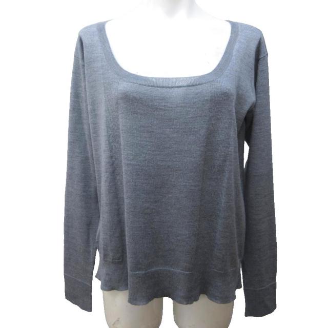 【中古】プラダ PRADA 2018 ニット カットソー ウール シルク混 リブ 長袖 40 約M 灰 グレー ■MNK3 1202 レディース