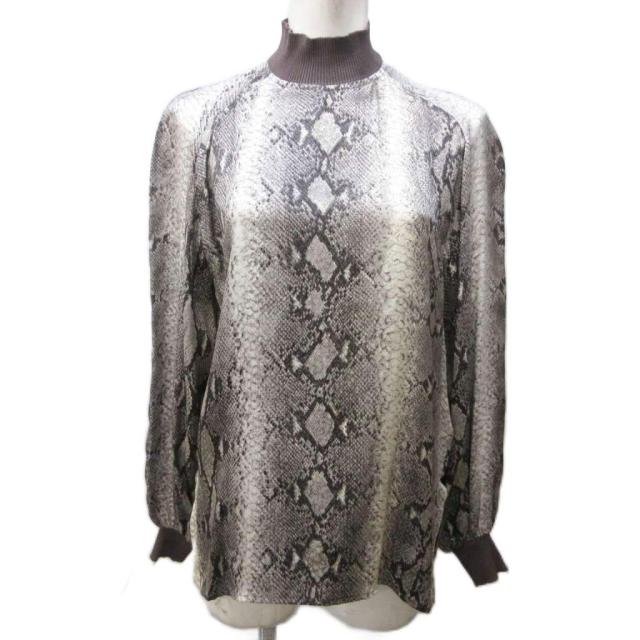 【中古】クリスチャンディオール 90s ヴィンテージ パイソン柄 ブラウス シルク 転写プリント 38 ■MNK3 ☆AA★