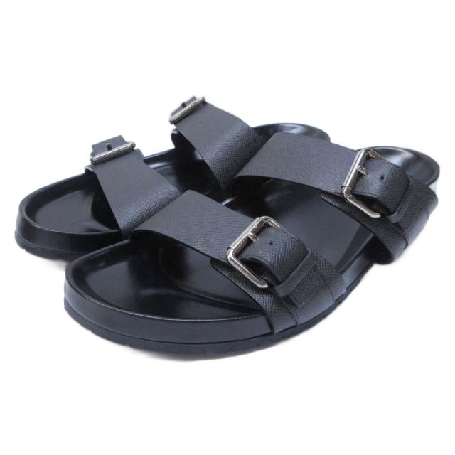 【中古】ルイヴィトン LOUIS VUITTON タイガレザー コンフォートサンダル ストラップ 12 約30.5cm 黒 系 ■MNK3