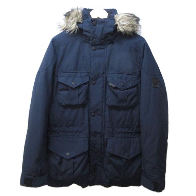 【中古】アールエルエックス ラルフローレン RLX ダウンジャケット コート ロゴ パッチ フェイクファー フード S