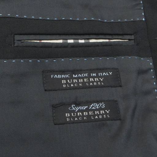 【中古】バーバリーブラックレーベル BURBERRY BLACK LABEL スーパー120's シングルスーツ セットアップ 42 L IBO85_3