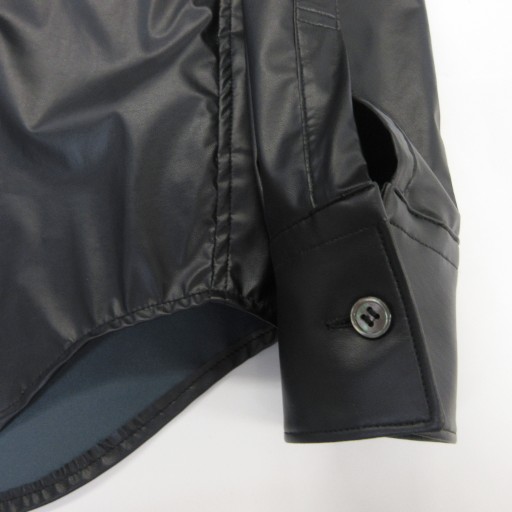 【中古】コムデギャルソン COMME des GARCONS AD2024 フェイクレザー シャツ ストレッチ 長袖 XS 黒 GN-B008 IBO83_5