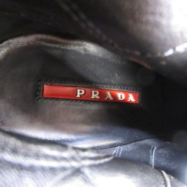 【中古】プラダスポーツ PRADA SPORT ストレッチ サイドファスナー ロングブーツ レザー ブラック 36.5 約23.5cm_8