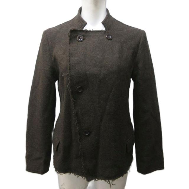 【中古】ワイズ Y's ヨウジヤマモト ジャケット ウール カットオフ加工 フリンジ ダブル 1 約S 茶 系 YD-J40-804