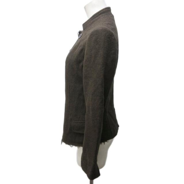 【中古】ワイズ Y's ヨウジヤマモト ジャケット ウール カットオフ加工 フリンジ ダブル 1 約S 茶 系 YD-J40-804_1