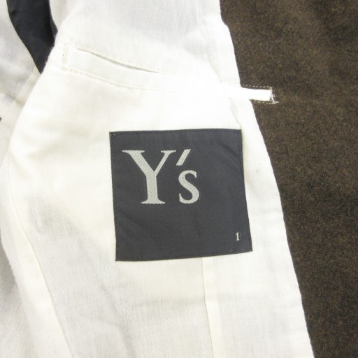 【中古】ワイズ Y's ヨウジヤマモト ジャケット ウール カットオフ加工 フリンジ ダブル 1 約S 茶 系 YD-J40-804_4