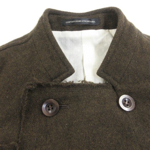 【中古】ワイズ Y's ヨウジヤマモト ジャケット ウール カットオフ加工 フリンジ ダブル 1 約S 茶 系 YD-J40-804_5