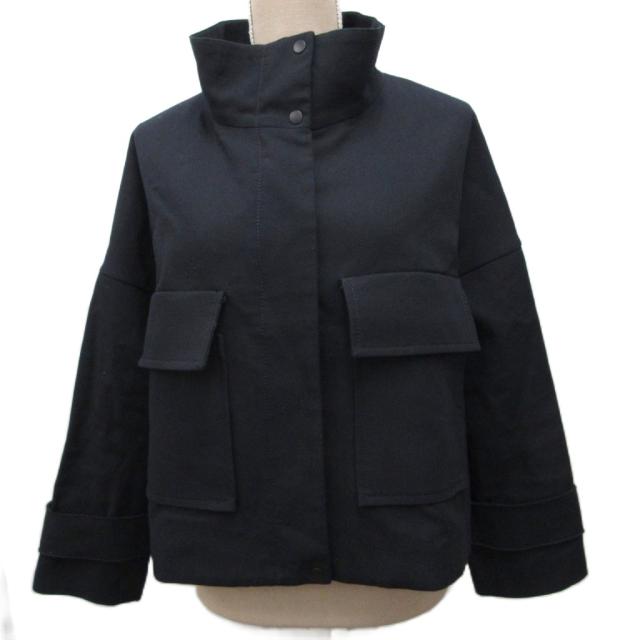 【中古】アドーア スタンドカラージャケット ブルゾン フラップポケット スナップボタン 麻 リネン100% ウール 36
