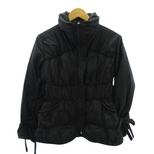 【中古】エルマノシェルビーノ ERMANNO SCERVINO ダウンジャケット ジップアップ スタンドカラー ナイロン 38 黒