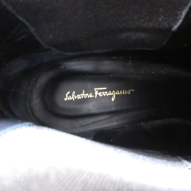 【中古】サルヴァトーレフェラガモ Salvatore Ferragamo ガンチーニ レザー サイドゴアブーツ ブラック 7D 約24cm_7