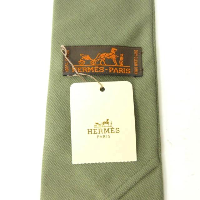 【中古】エルメス HERMES タグ付き ネクタイ ナロータイ コットン グレー 293623T 0207 IBO89 メンズ_6