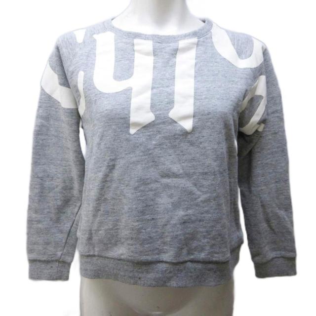 【中古】クロエ CHLOE トレーナー スウエットシャツ ロゴ プリント ショート丈 14 灰 グレー IBO89 ☆AA★
