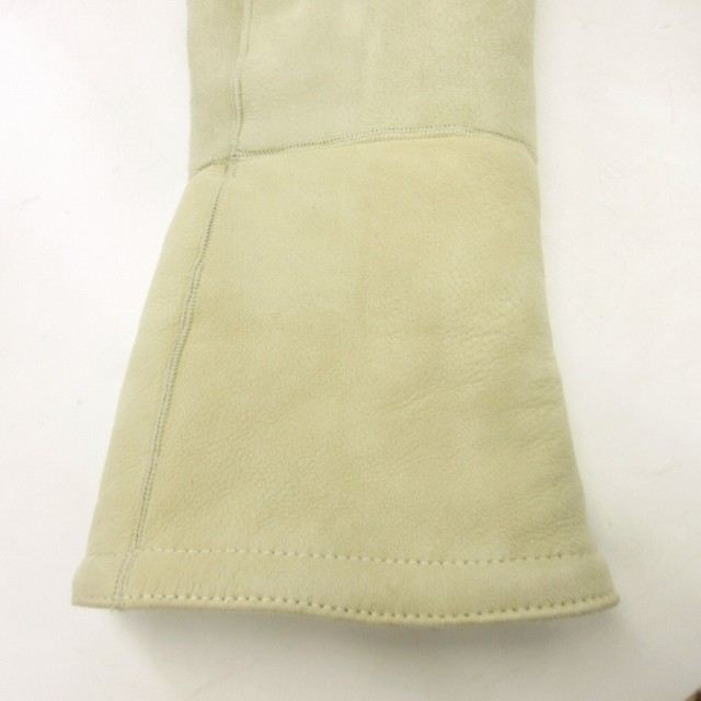 【中古】コーチ COACH ムートンコート 裏ボア 羊革 切替 コヨーテファー フード ミドル丈 ベージュ グレー 系 2 約S_8