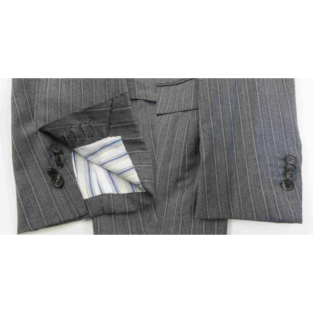 【中古】アルティジャナーレ 美品 カノニコ生地 セットアップ スーツ ストライプ ウール 段返り 本切羽 3B 50 約L_5