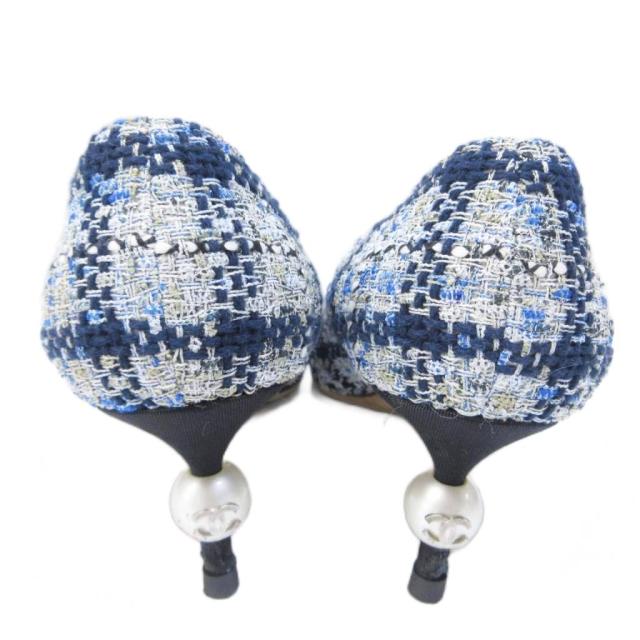 【中古】シャネル CHANEL パンプス ココマーク ツイード ラメ 切替 ポインテッドトゥ パールビジュー 36 1/2 約23.5_2