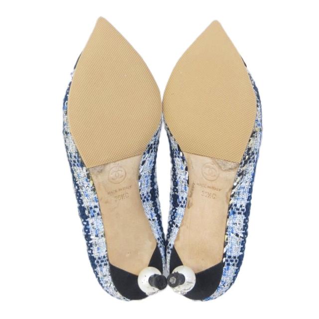 【中古】シャネル CHANEL パンプス ココマーク ツイード ラメ 切替 ポインテッドトゥ パールビジュー 36 1/2 約23.5_4