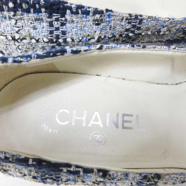 【中古】シャネル CHANEL パンプス ココマーク ツイード ラメ 切替 ポインテッドトゥ パールビジュー 36 1/2 約23.5_5