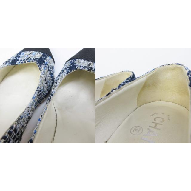 【中古】シャネル CHANEL パンプス ココマーク ツイード ラメ 切替 ポインテッドトゥ パールビジュー 36 1/2 約23.5_6