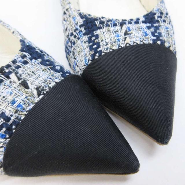 【中古】シャネル CHANEL パンプス ココマーク ツイード ラメ 切替 ポインテッドトゥ パールビジュー 36 1/2 約23.5_7