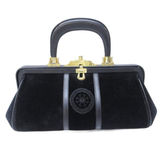 【中古】ロベルタディカメリーノ Roberta di Camerino バゴンギ ハンドバッグ ベロア 切替 レザー デザイン IBO95
