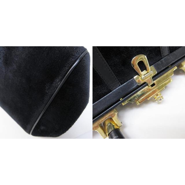 【中古】ロベルタディカメリーノ Roberta di Camerino バゴンギ ハンドバッグ ベロア 切替 レザー デザイン IBO95_6