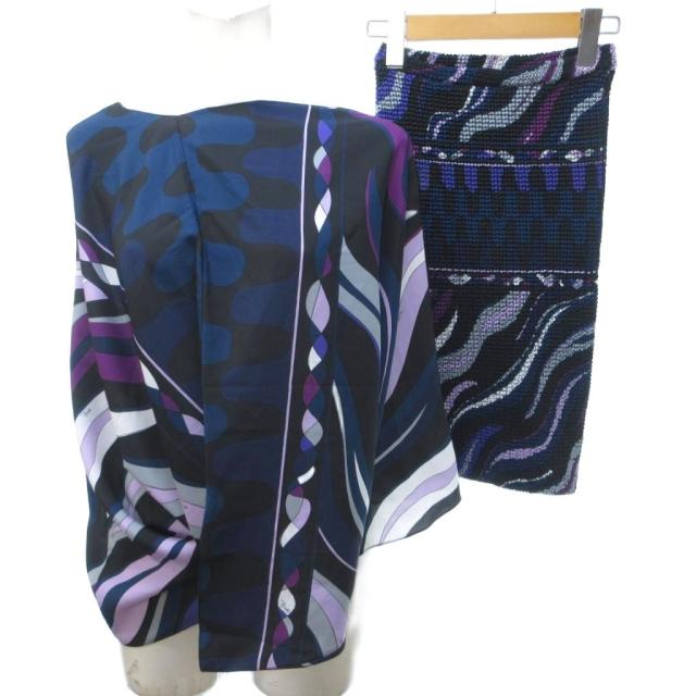 【中古】未使用品 エミリオプッチ EMILIO PUCCI タグ付き 23年 カクテルドレス ブラウス アンサンブル ノースリーブ