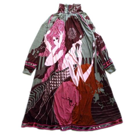 中古 レオナール Leonard シルク100 総柄 オーバーサイズ ワンピース カットソー Aライン ロング ハイネックの通販はau Pay マーケット ブランド古着のベクトル