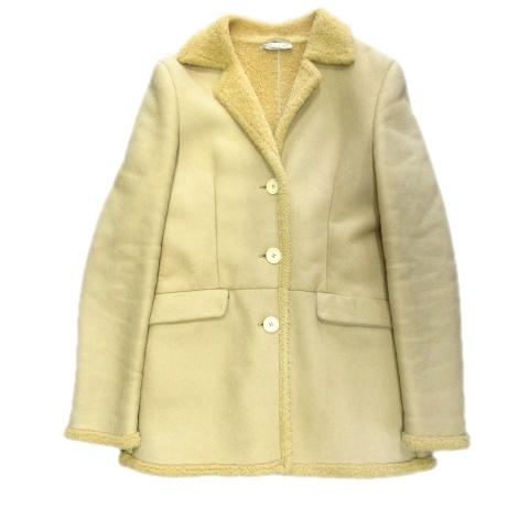 ポリーニ Pollini ムートン コート ジャケット ブルゾン ボア レザー ...